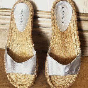 Nine West espadrille sandals, size 6, metallic
